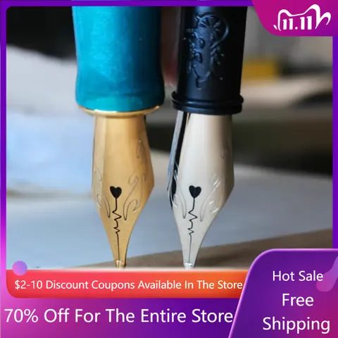 No.6 Long Knife Grinding Heartbeat Sharp Fountain Pen Nibs 35mm Hand Polish Sharp Iridium Pen 1.0mm Tip Writing Smooth Flex Nib