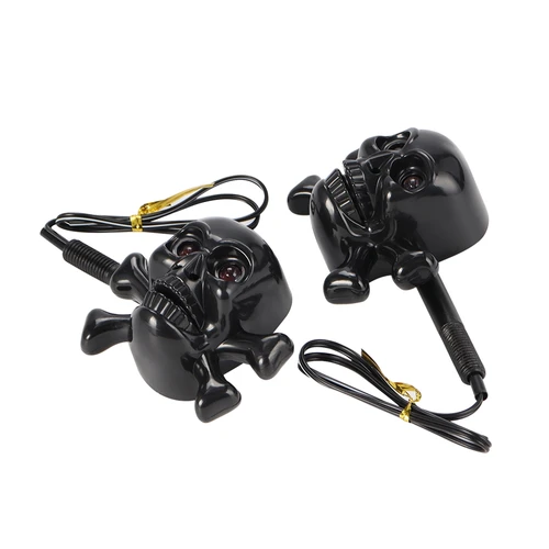 Imagen 2 del producto Luces de señal de giro LED de calavera para motocicleta, indicadores universales, cromados, Cruiser, Chopper, Cafe Racer, Atv, Scooter, 1 par
