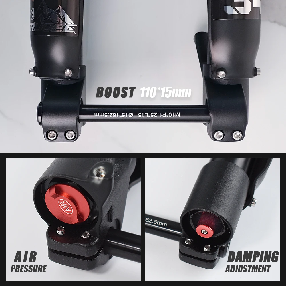 شوكة دراجة من سبائك الألومنيوم STLF مع تاج فرامل قرصية مقلوب من خلال المحور وشوكة ركوب الدراجات الجبلية الهوائية الربيعية المستقيمة #5