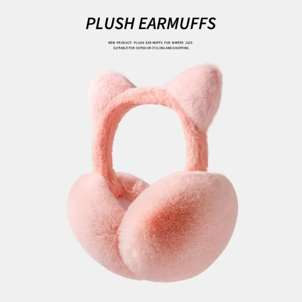 Cute Foldable Cat Ear Muffs Soft Anti-freeze Ear Protectors Solid Color Keep Warm Windproof Earmuffs winter