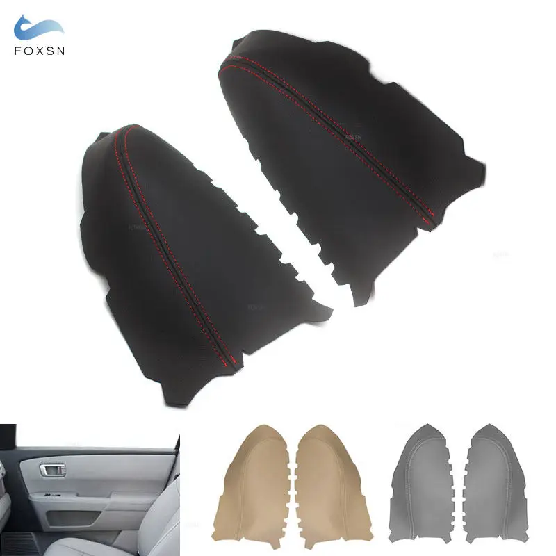 2pcs Microfiber Leather For Honda Pilot 2009 2010 2011 2012 2013 Car Front / Rear Door Panels Armrest Cover Interior Decor