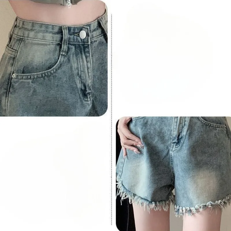 Denim Shorts Summer Latest Small Woman's High Waist Loose Thin A-line Hot Short Pants Ins Style Trendy Casual Streetwear Jeans