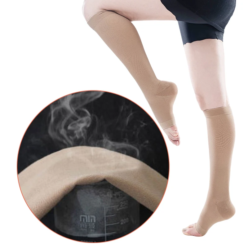 

Class 3 Medical Open Toe Knee High Compression Stockings 30-40mmHg Plus Size Calf Support Socks Graduated
