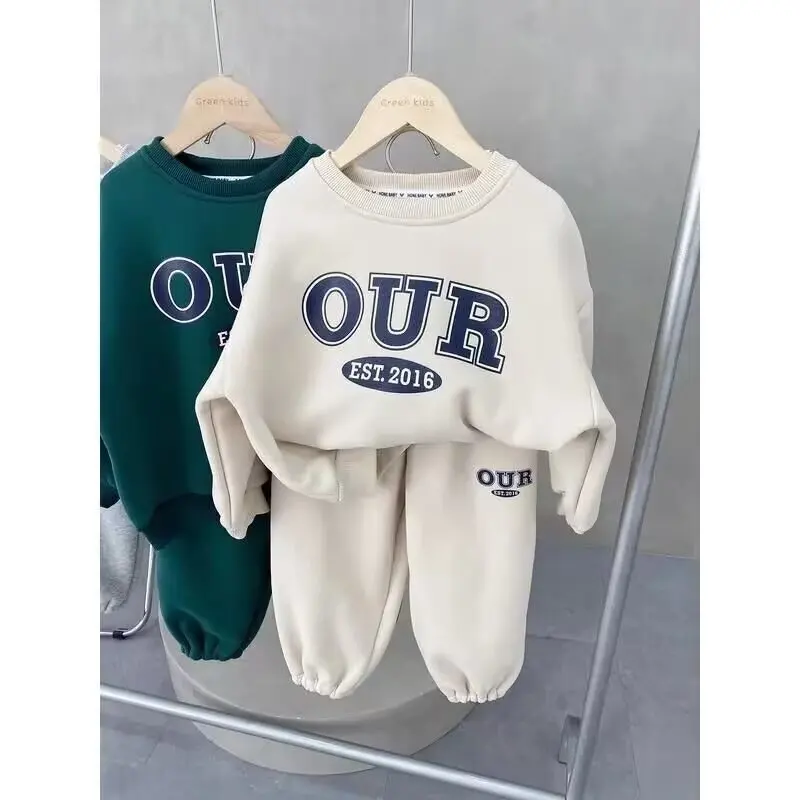 Autumn Baby Girl Boy Clothes Set Children Printing Sweatshirt Top and Pants Bottom Two Piece Suit Kids Clothes Suit 2-6T