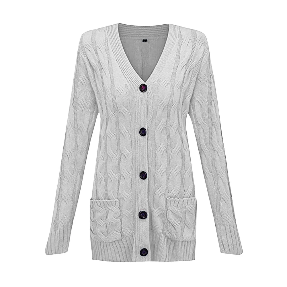 Solid Color Womens Knit Cardigan Sweater Casual Loose for Fit Regular Length for Beach Holiday Cycling Outdoor Season