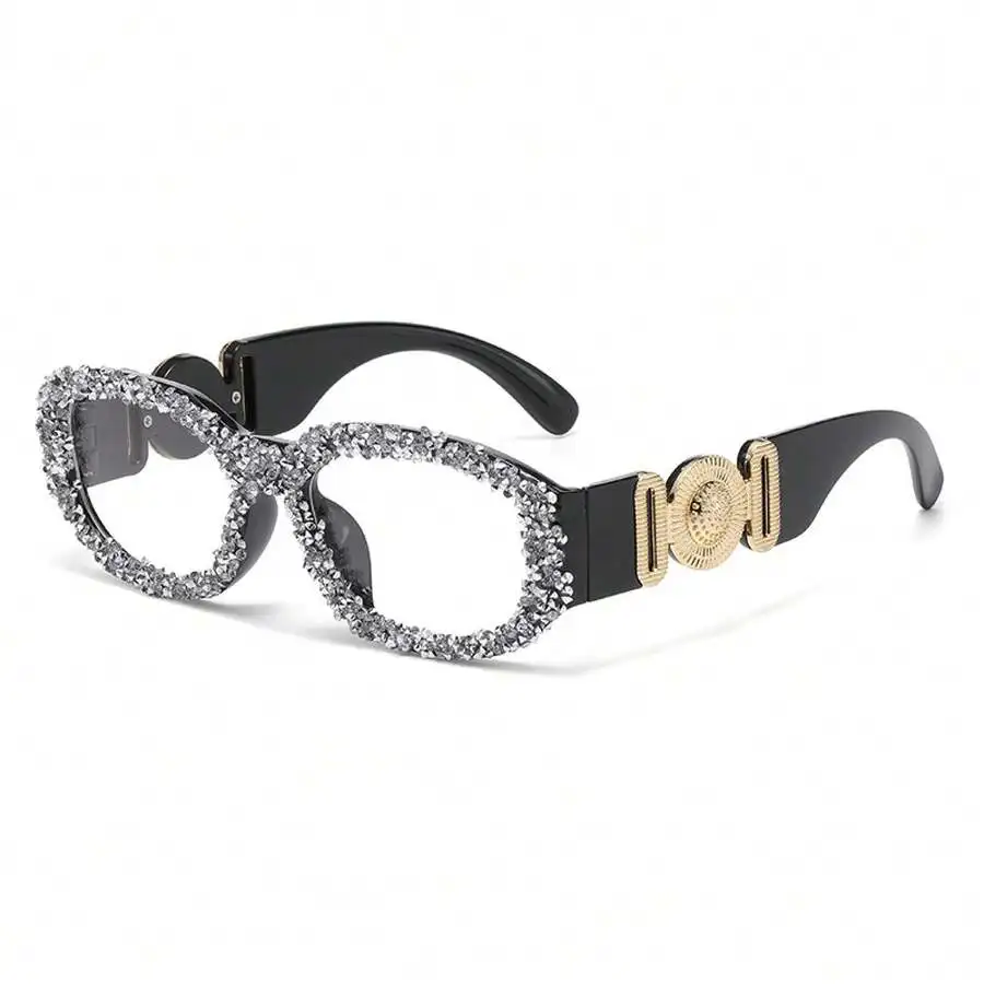 

Diamond-Embellished Cat Eye Square Frame Fashion Glasses For Women