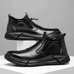 Black Leather Waterproof Safety Work Shoes for Men Office Boots Tenis Indestructible Non-slip Bota Masculina Footwear Zapatillas