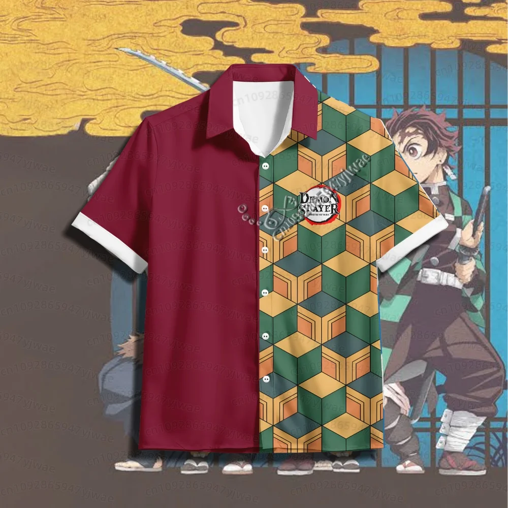 26 Demon Slayer Beach Shirt Short-Sleeved Men's Shirt, 2026 New Style, Cartoon Japanese Anime Men's Hawaiian Shirt Men T-Shirt - view 4