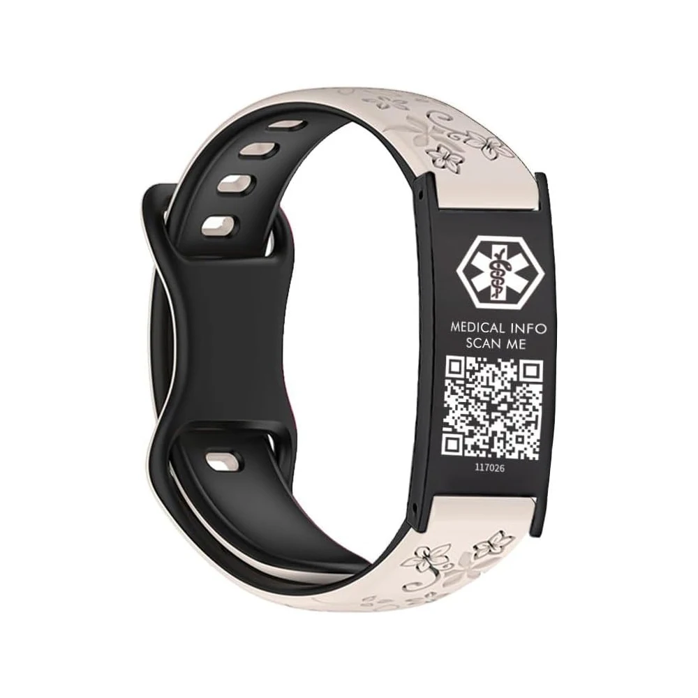Silicone Adjustable Wristband with Dynamic Network Information Male and Female QR Code ID Digital Medical Alarm Customizable