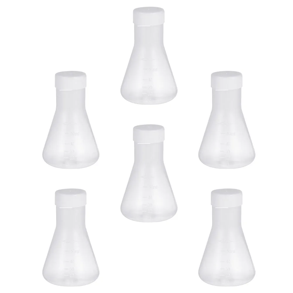 

6 pcs Plastic For Laboratory Transparent Science Flask Solid Base Standard Scale Line Accurate Measurement Chemistry Research