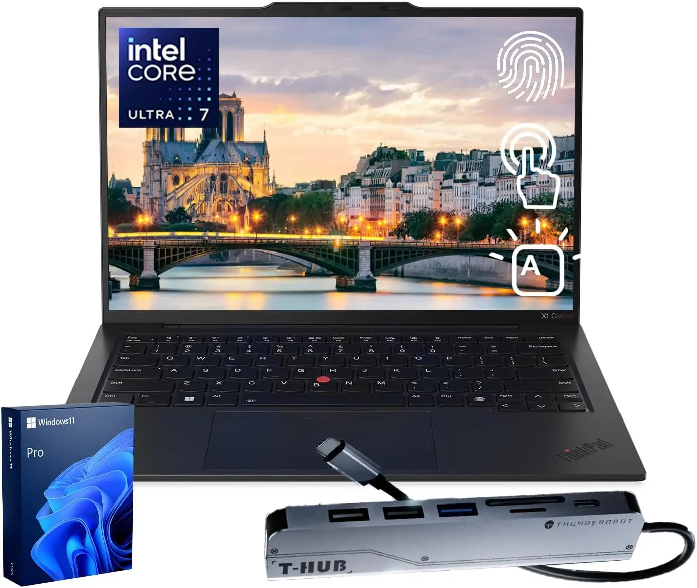 

Ноутбук Lenovo ThinkPad X1 Carbon Gen 13 для бизнеса с ИИ, Intel Core Ultra 7 255U, ИК-камера 1080p, сканер отпечатков пальцев, Wi-Fi 6E, Windows 11 Pro
