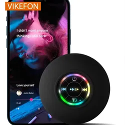 VIKEFON Portable Bluetooth Audio Ipx4 Waterproof Led Lights Bathroom Outdoor Large Suction Cup Can Be Adsorbed Wall Speaker