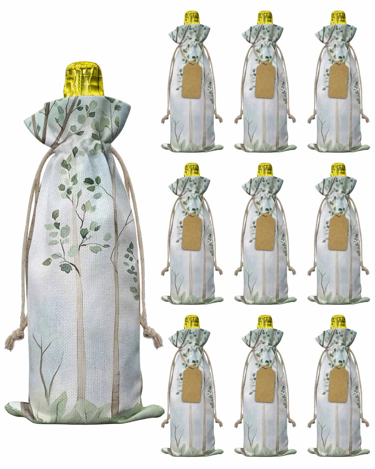 

10pcs Wine Bottle Covers Tree Branch Plant Nature Wine Holder Carrier Packaging Bag Wedding Party Decor Gift