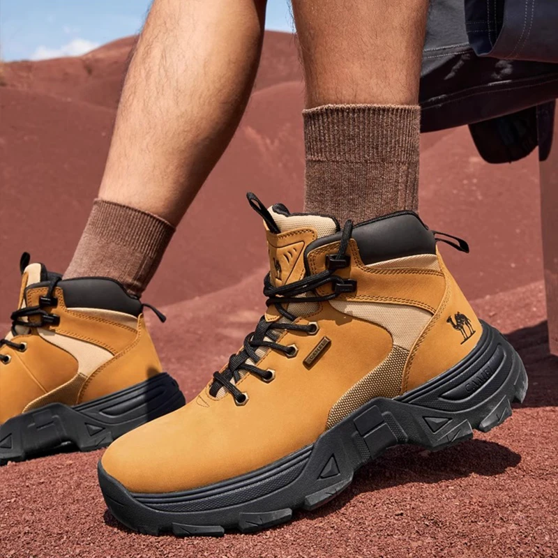 GOLDEN CAMEL sepatu bot pria, sepatu bot sol tebal Anti tabrakan, tahan air, Hiking, padang pasir, luar ruangan, baru, 2024