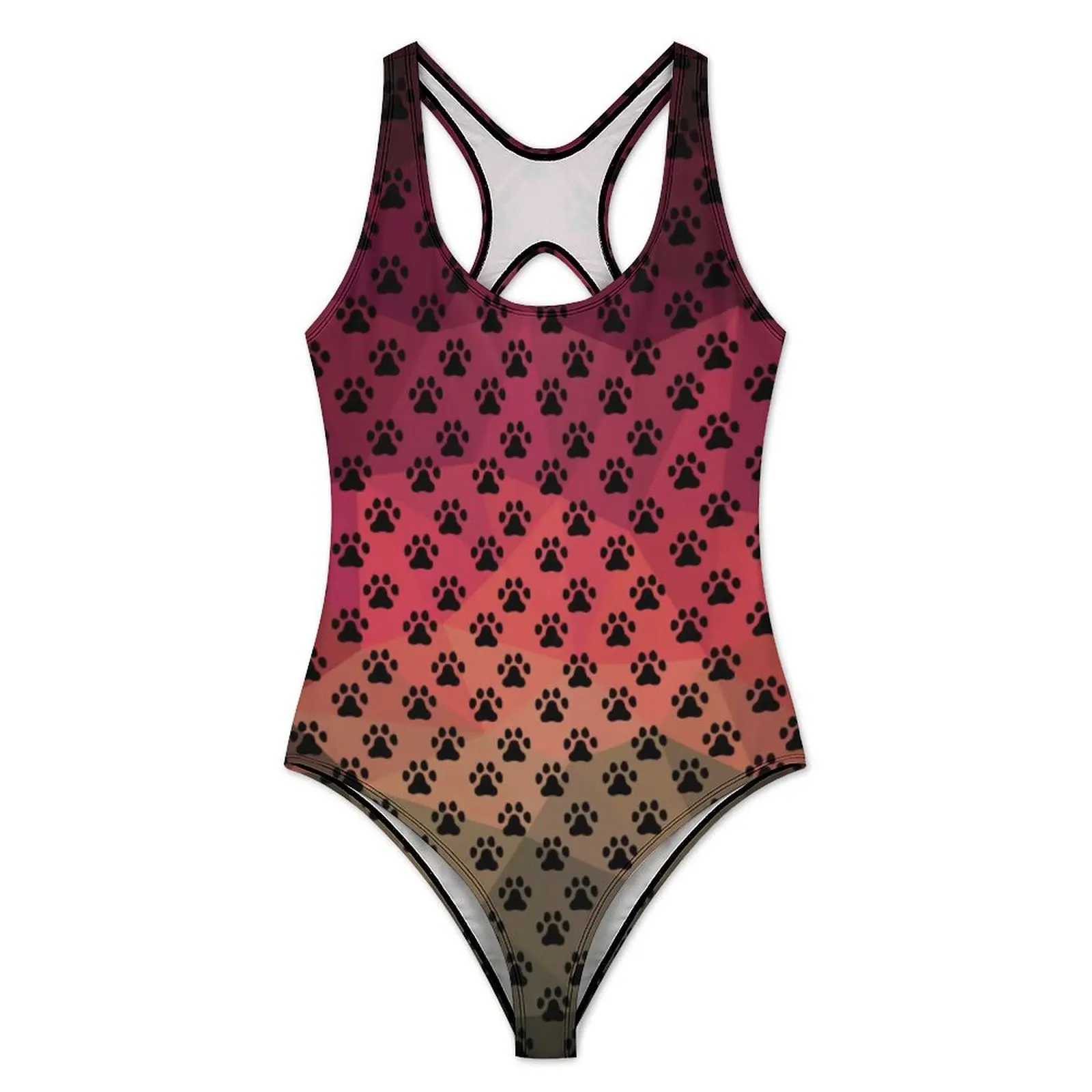 Animal Design Swimsuit Dog Cat Paw Push Up Swimwear One Piece Surfing Bathing Suit Bodysuit Sexy Custom Beach Wear Plus Size XXL