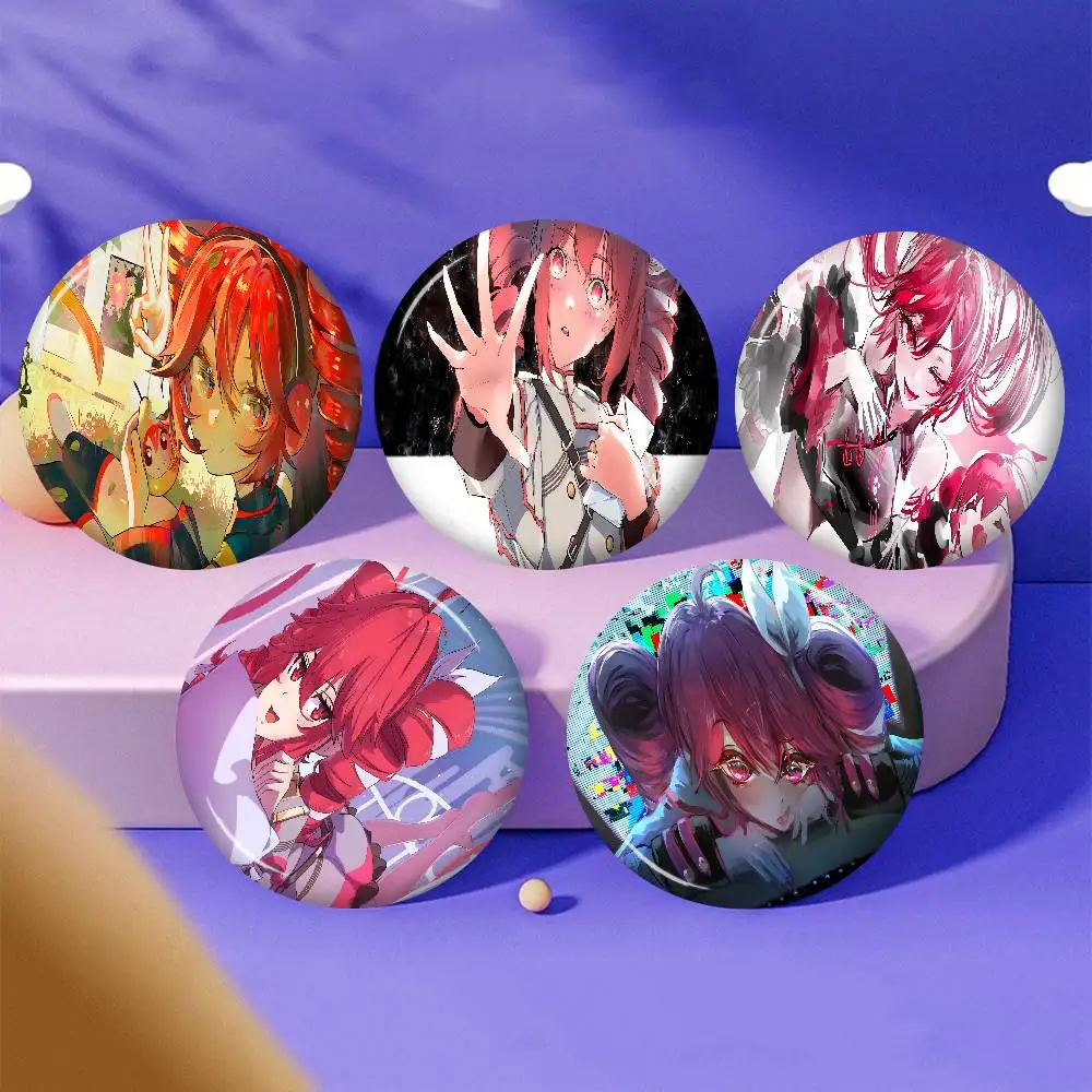 Singer Kasane Teto Soft Button Pin Bright Printed Icon Gift For Friends Badge Collar Brooch Lapel Pin Metal