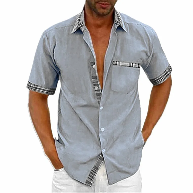 

10 Colors!New Summer Casual Shirt Men's Non Ironing Treatment Cardigan Short Sleeve Fashion Urban Collar Men's T-Shirts