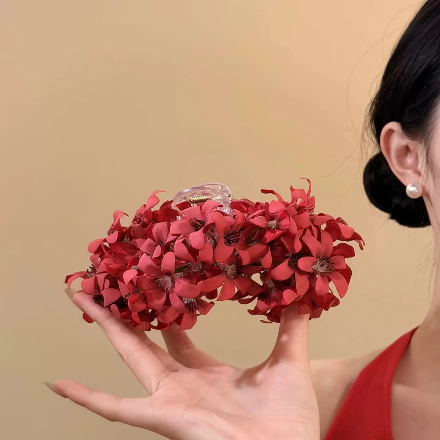 2026 Neue Koreanische Große 4-Farbige Blumen-Haarklammern Französische Romantische Stoff-Blumenclips Starker Halt Ohne Haarschäden für Frauen und Mädchen – Detail 9