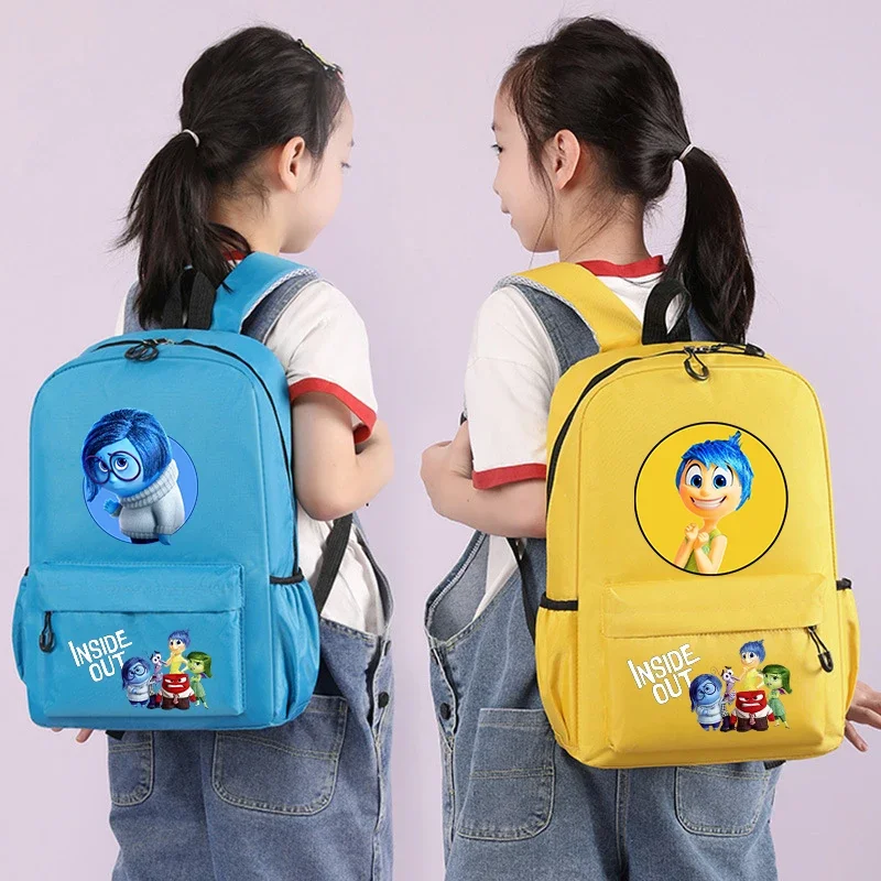 Disney Inside Out 2 School Bag Cartoon Anime Kid Boy Girl Knapsack Teenager Printed Backpack Student Book Bag Rucksack Children