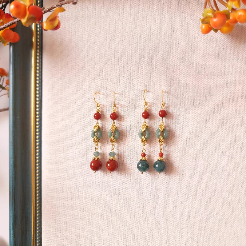 

Chinese Retro Style Jade Pulp Women's Earrings Classical Niche Personalized Accessories