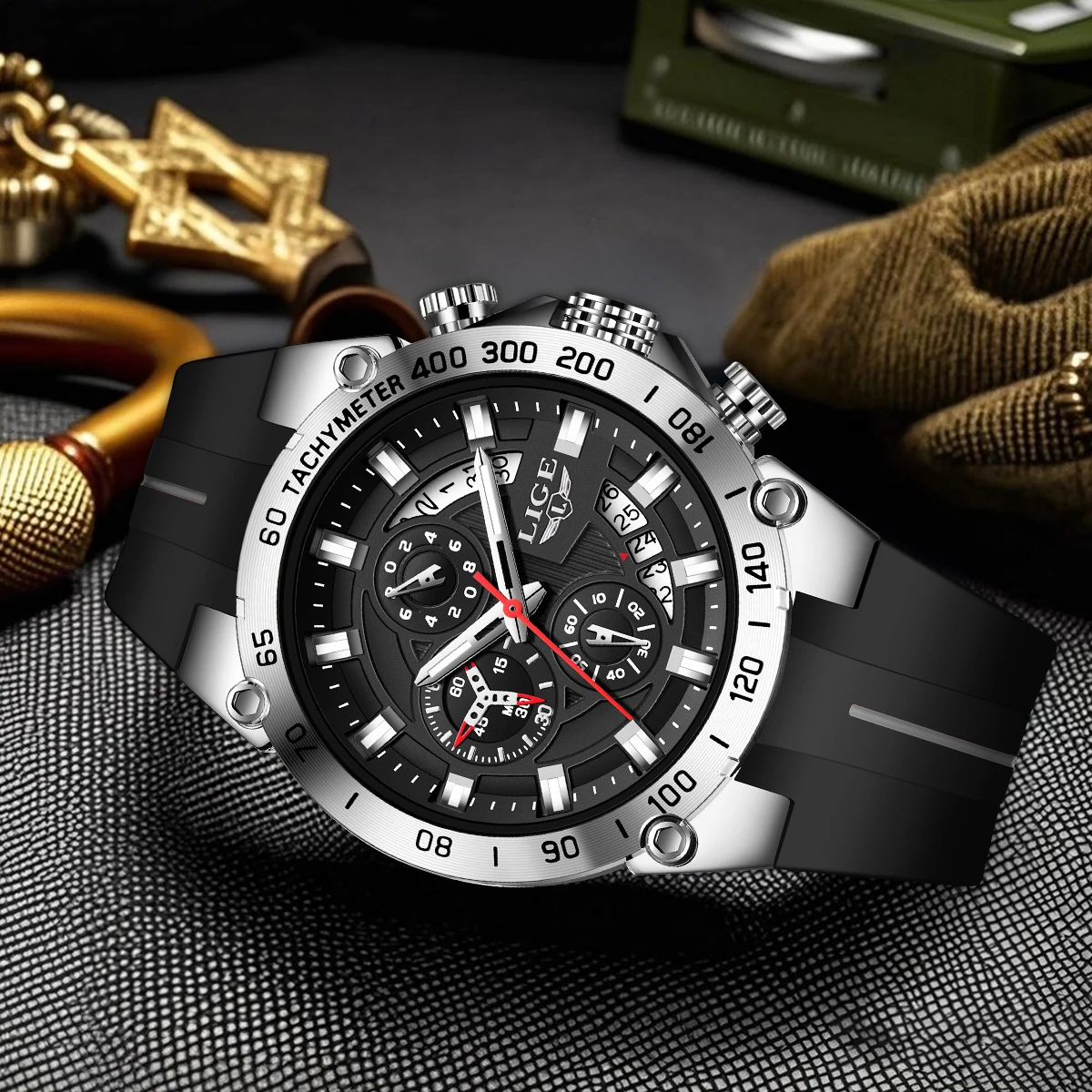 

Новые мужские часы LIGE, лучший люксовый бренд, часы с большим циферблатом, мужские водонепроницаемые кварцевые наручные часы, спортивные часы с хронографом, Relogio Masculino
