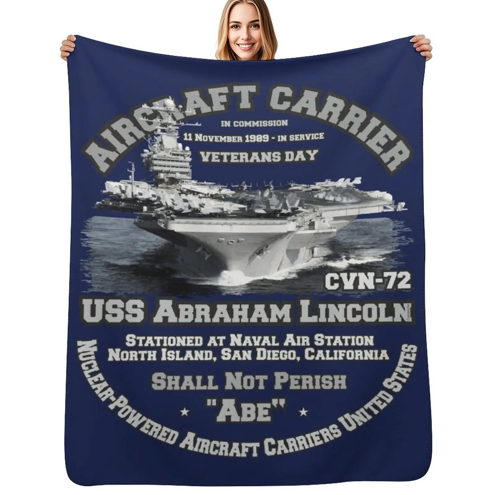 

USS Abraham Lincoln (CVN-72) Aircraft Carrier Veterans Throw Blanket Polar Single Shaggy Cute Blankets