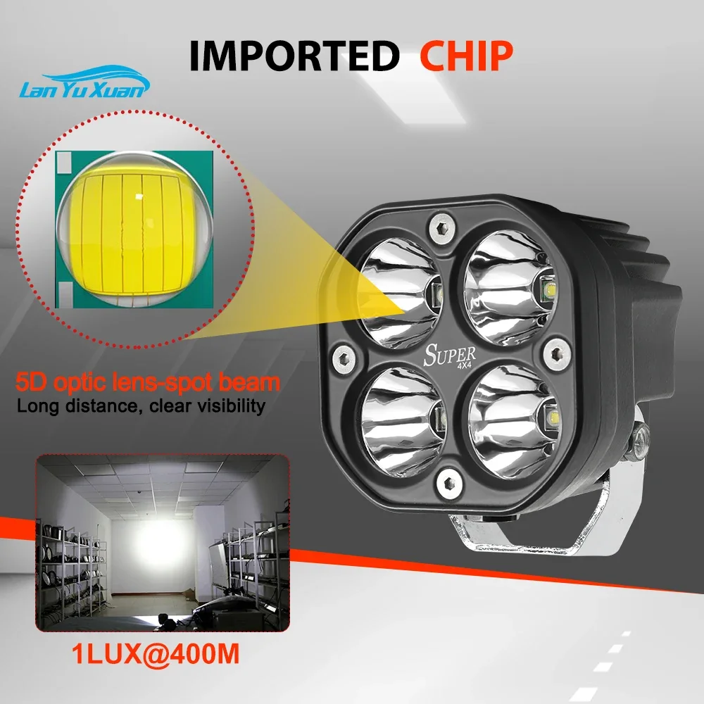 White Auxiliary Light Amber Fog Lamp for Truck 4x4 40W 3 Inch Led Light Pods