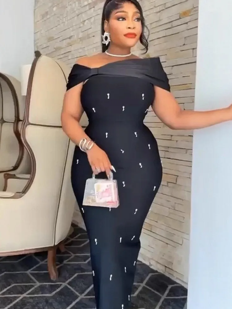 

African Dresses For Women Elegant 2026 Dashiki Summer Spring Black Maxi Dress Ladies Traditional African Clothing Fairy Dreaes