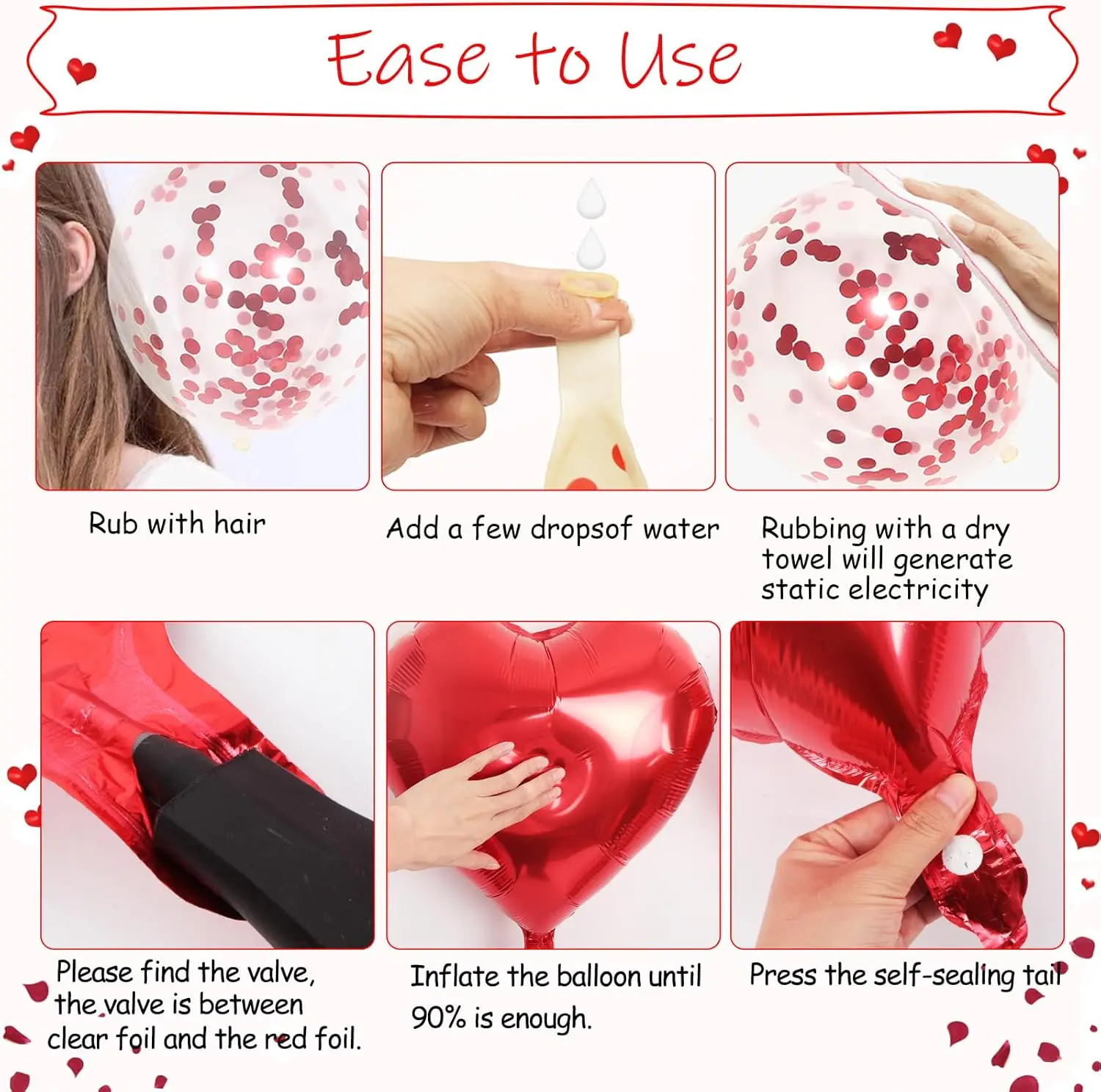 مجموعة بالونات على شكل قلب أحمر، 30 قطعة بالونات على شكل قلب و50 قطعة غاسل معلق أحمر لزينة عيد الحب، اقتراح، زفاف #6