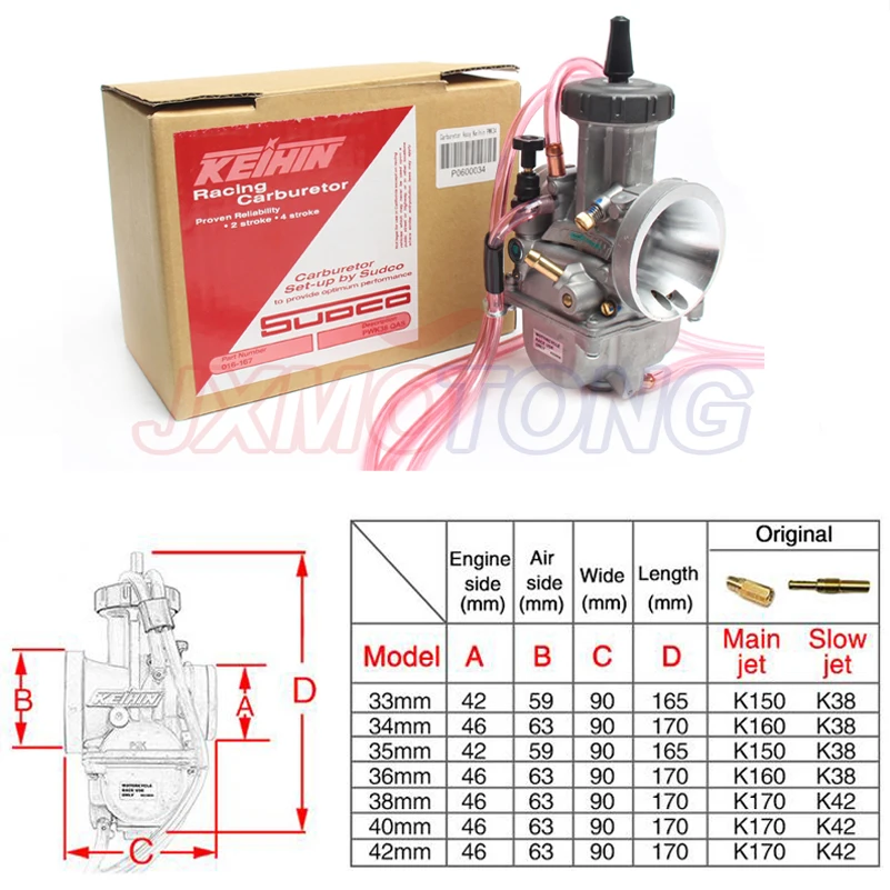 Carburator PWK 33 34 35 36 38 40 42 Karburator Quad Vent Carb untuk KEIHI Dirt AIR STRIKER 250 250SX 250EXC TRX250R