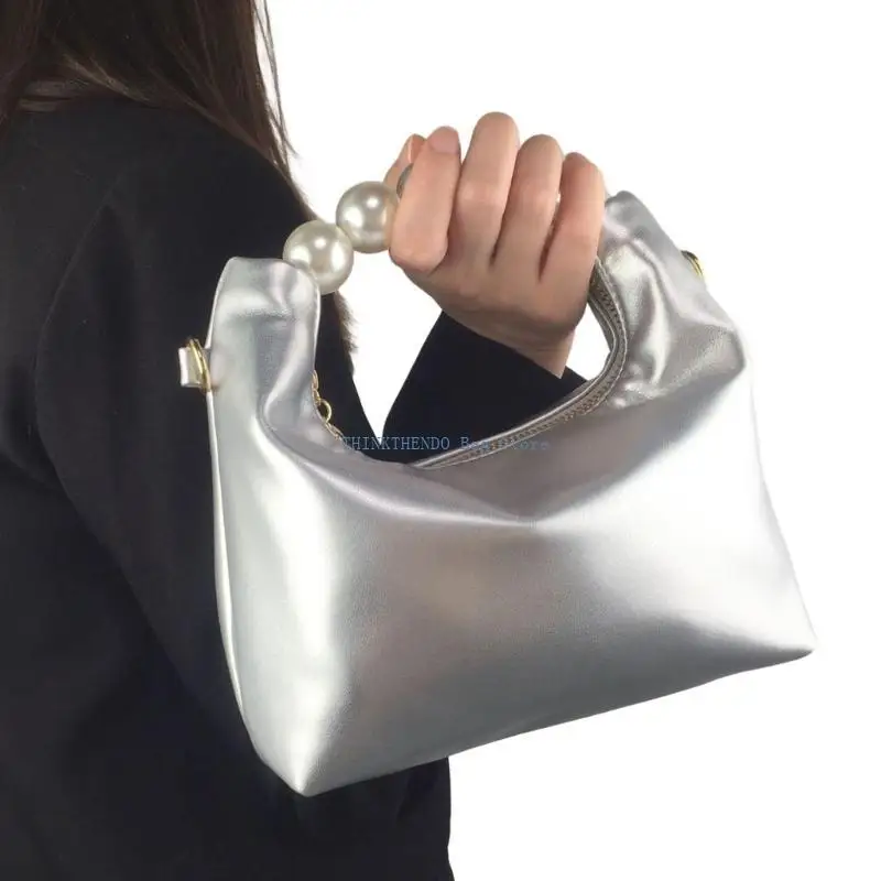 حقيبة كروس أنيقة 340D بمقبض لؤلؤي للسهرات الرسمية من البولي يوريثان مع سلسلة #4