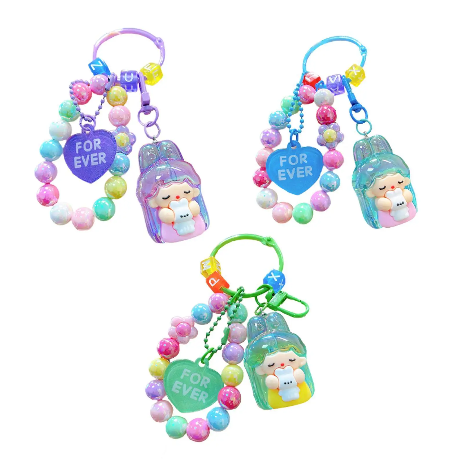 

Beaded Bracelet Keychain Bunny Girl Keychain Multifunction Bag Charms Creative
