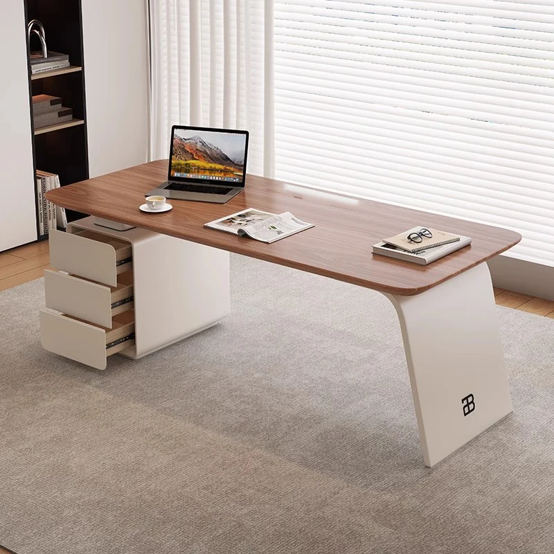 *High End Lacquered Boss Desk Luxury Office Furniture Manager Desk President Executive Computer Desk with Storage Cabinet