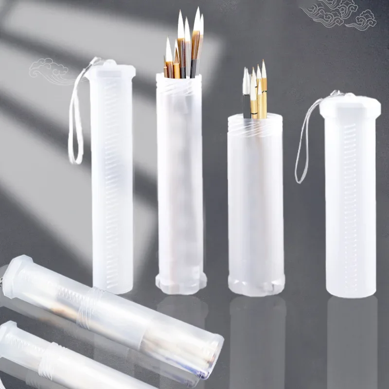 6Pcs Transparent Abs Telescopic Pen Holder Art Painting Brush Pencil Holder Suitable for Outdoor Sketching Brush Storage Holder