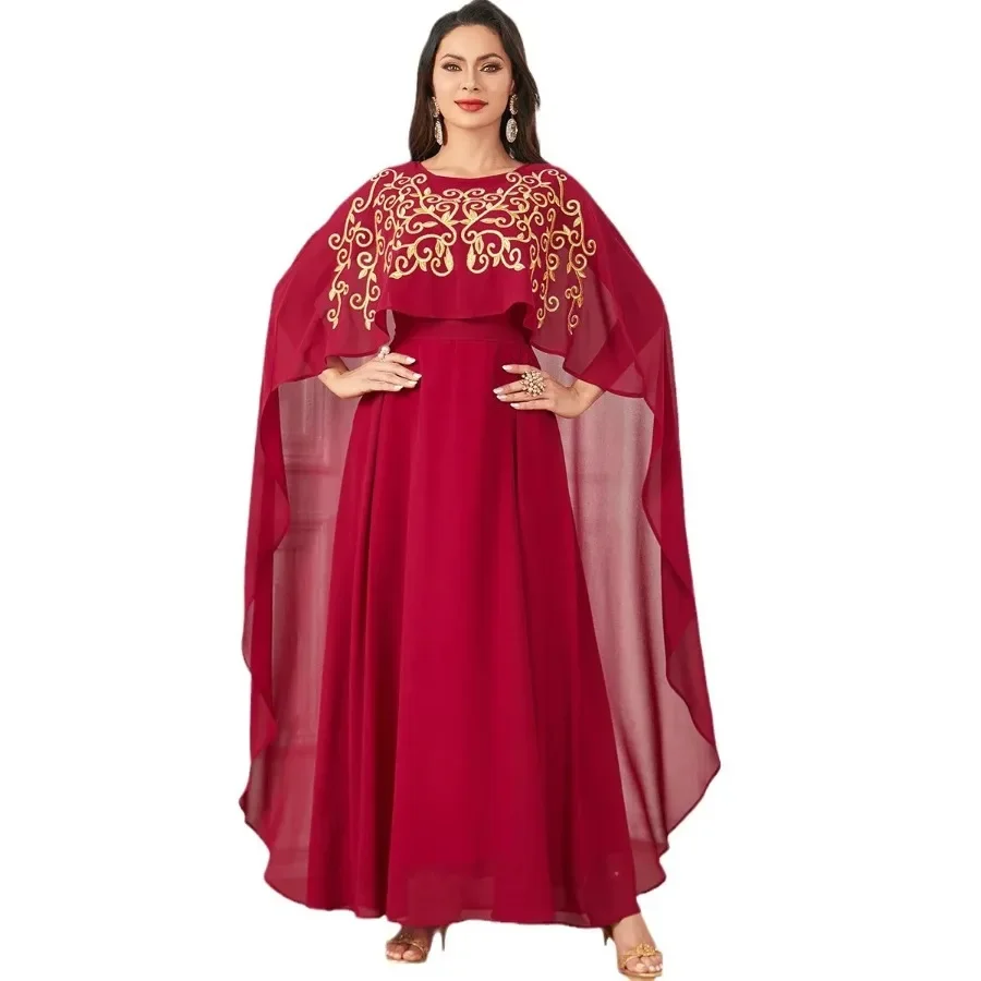 Abayas-Vestido largo bordado sin mangas para mujer, caftán musulmán elegante, Abaya de Dubai, otoño