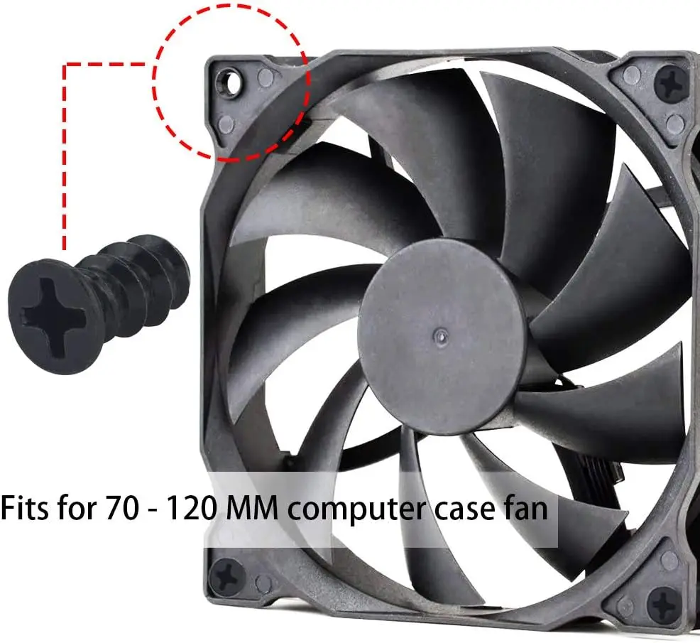 Goldpo Computer Case Fan Screws Black, Fan Screws PC, Fan Screws
