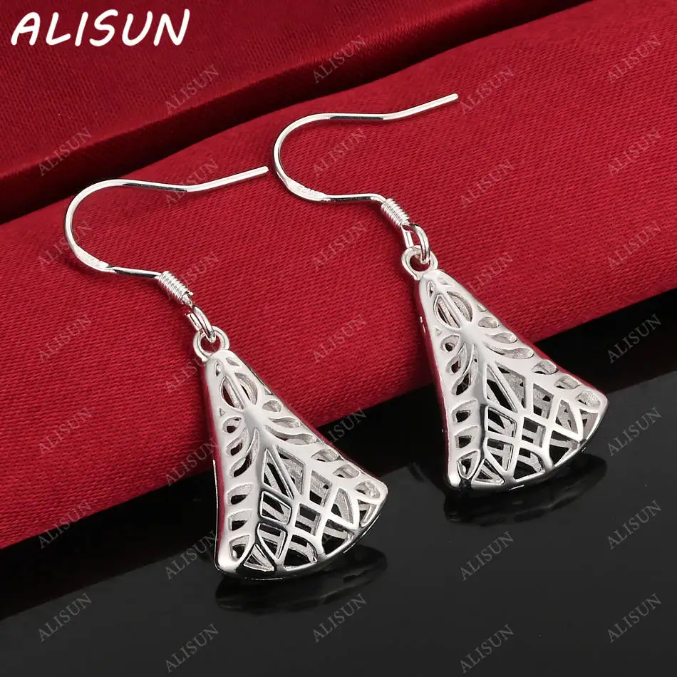 

ALISUN 925 Sterling Silver Hollow Fan Earrings Drop Earrings Anniversary Gift Popular Wild Fashion Romantic Jewelry