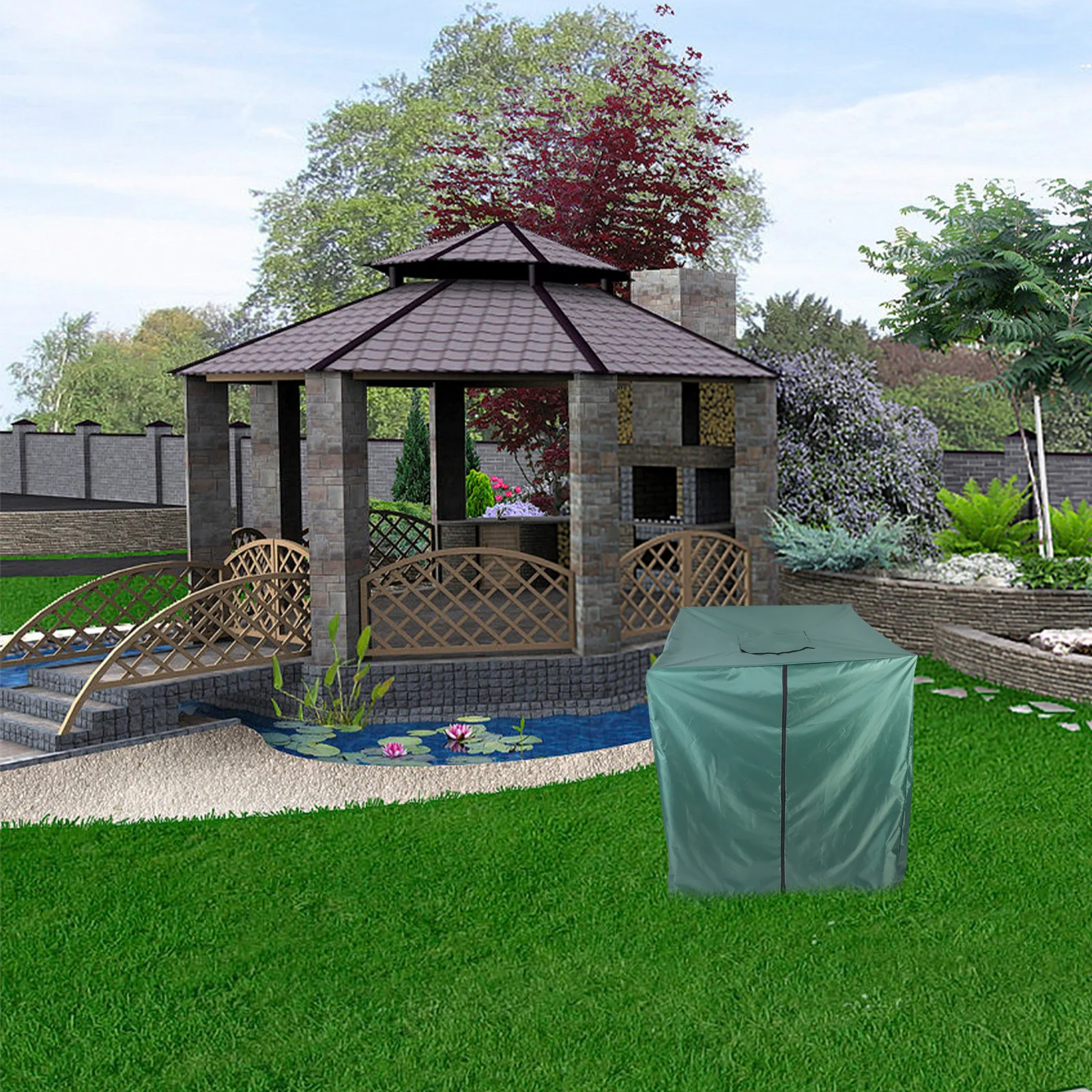 

1pc Ibc Waterproof Tote Tank Sunshade Protection For Garden Outdoor Rainwater Storage Barrel Oxford Cloth Zipper Wind