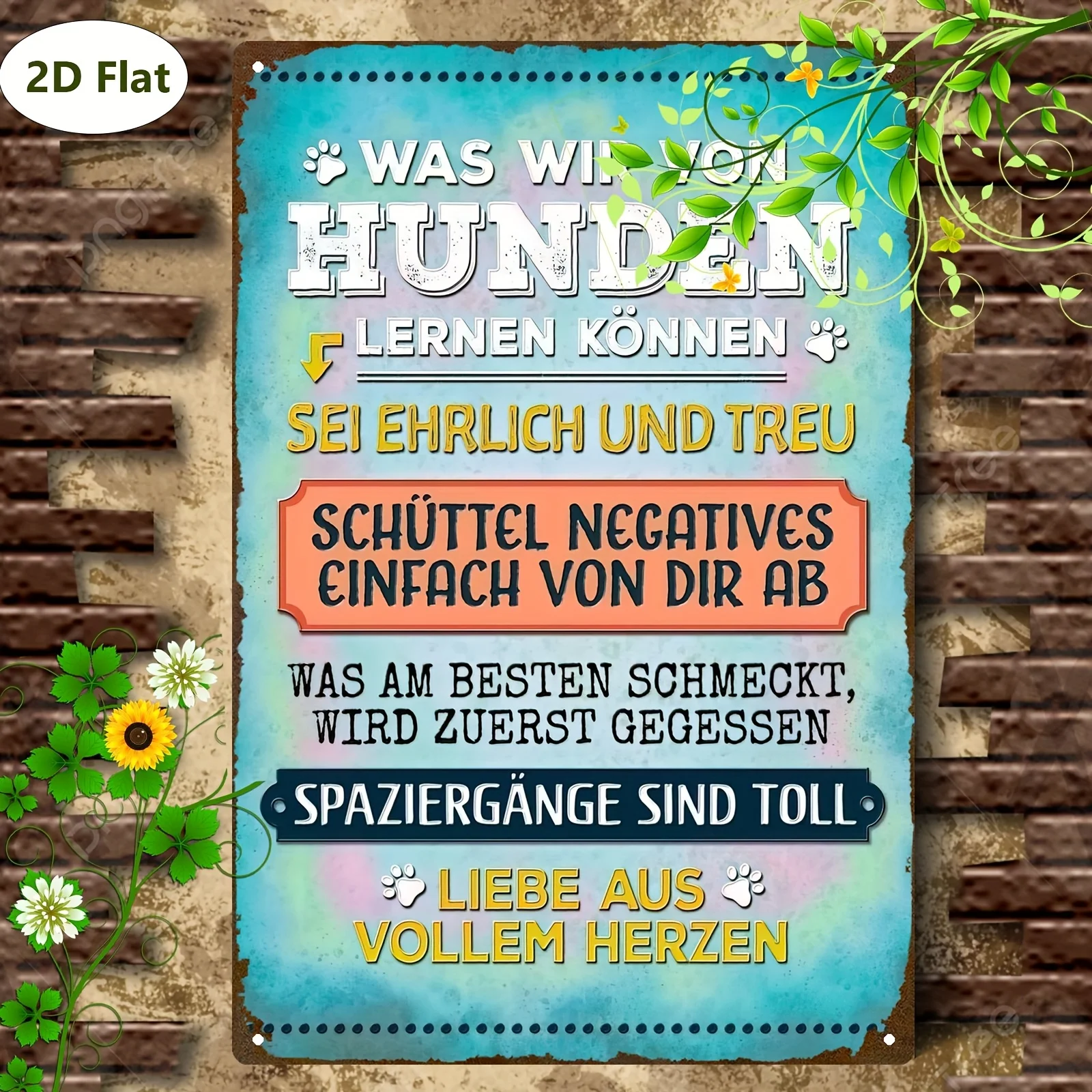 1 German-Style Metal Sign, Spreading Positive Energy with Dogs for a Beautiful Journey of the Soul - Durable Wall Decor.Suitable