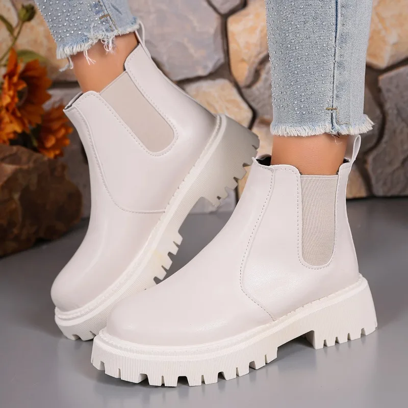 2026 Classic Round Toe Thick Soled Casual Women Short Boots Fashion New Simple Comfort Non Slip Outdoor Women's Ankle Boots