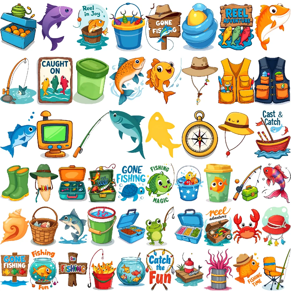 63 Uds tatuaje temporal pegatinas de pesca tatuaje temporal pegatinas pesca aventura dibujos animados para mejillas hombres adultos