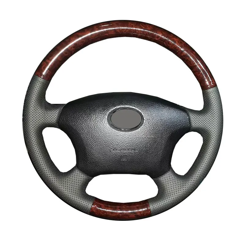 Juste de Volant de Voiture Personnalisée, pour Toyota Land Cruiser Crown Hilux 2009-2011 LS400 1995 GX GX470, Style Bois, Couleur Mars