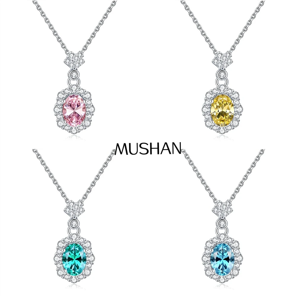 

Ювелирные изделия MuShan: Подвеска-колье из стерлингового серебра 925 пробы с бриллиантами HCD, подарок на годовщину, роскошные украшения, женские ожерелья