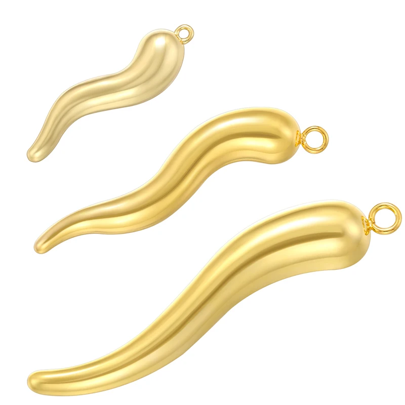 ZHUKOU 18K Gold-plated Brass Glossy 3 Sizes Pepper Pendant Diy Handmade Jewellery Accessories Wholesale:VD1344 VD1567 VD1568