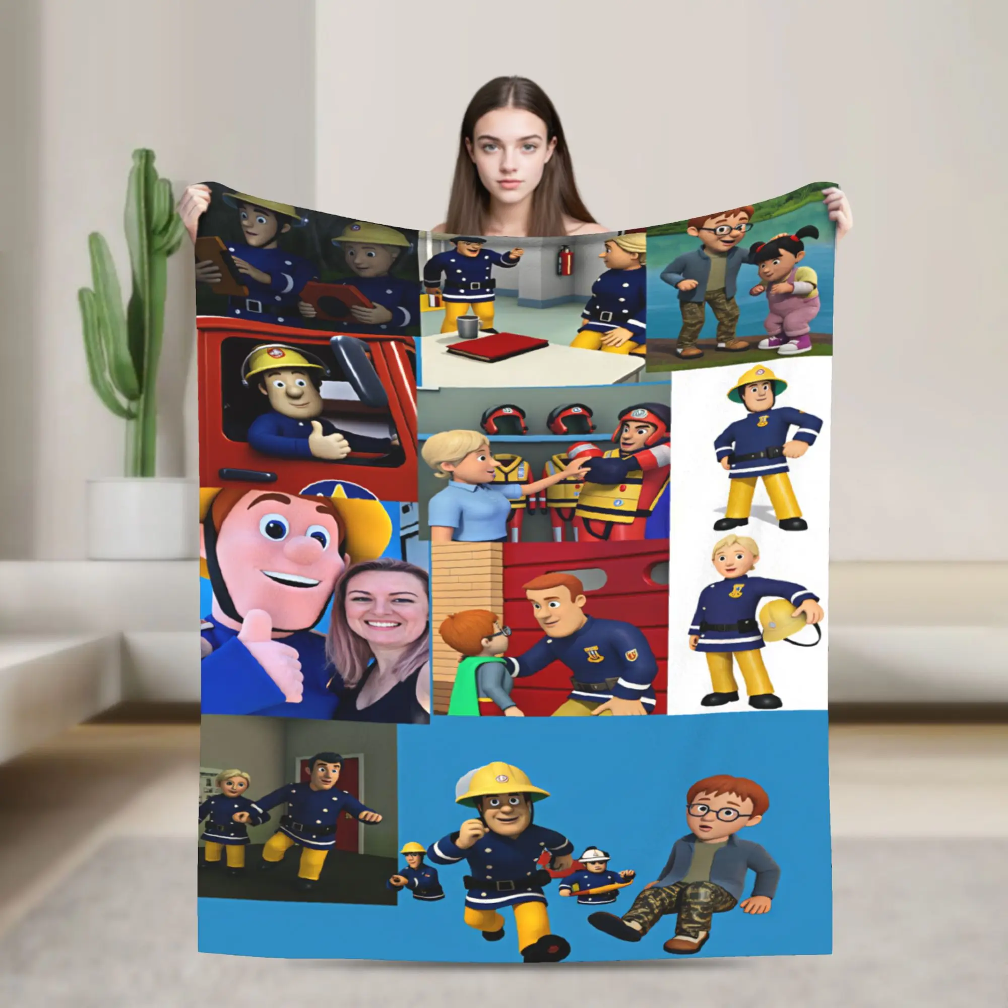 Fireman Sam Blanket Quality Super Soft Firefighter Printed Bedding Throws Spring Airplane Travel Outdoor Fashion Bedspread