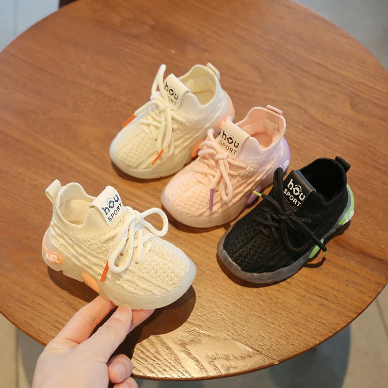 Sneakers Children's Lightweight Boys Girls Baby Casual Shoes Soft Bottom Breathable Comfy Kids Sports Student Running Mesh Bre