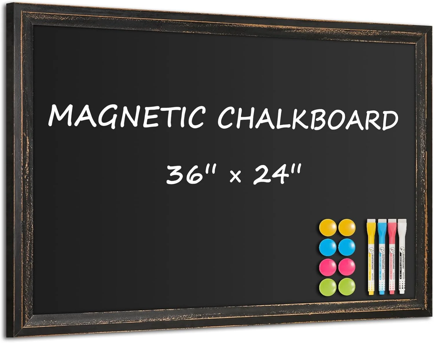

36x24 Rustic Wood Framed Chalkboard, Magnetic Wall Blackboard for Kitchen Menu Office Home Decor