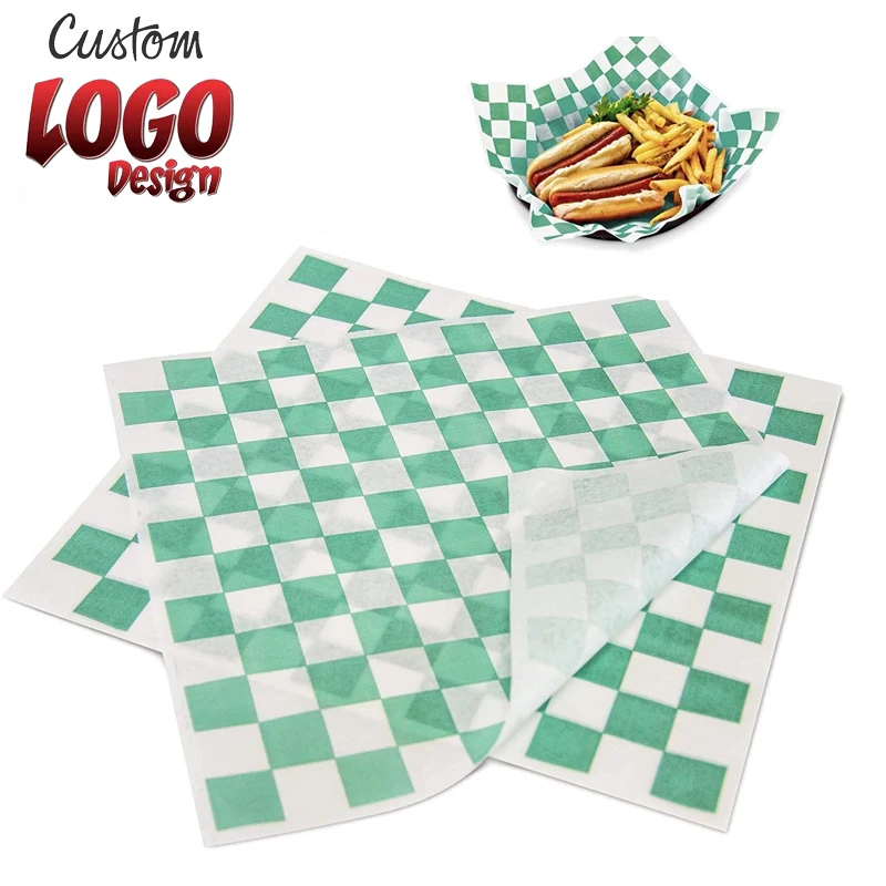 Custom Printed Logo Food Grade Restaurant Custom Greaseproof Paper Fast Food Wax Pe Wrapping Paper White