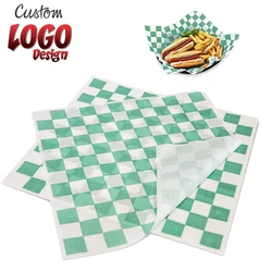 Custom Printed Logo Food Grade Restaurant Custom Greaseproof Paper Fast Food Wax Pe Wrapping Paper White