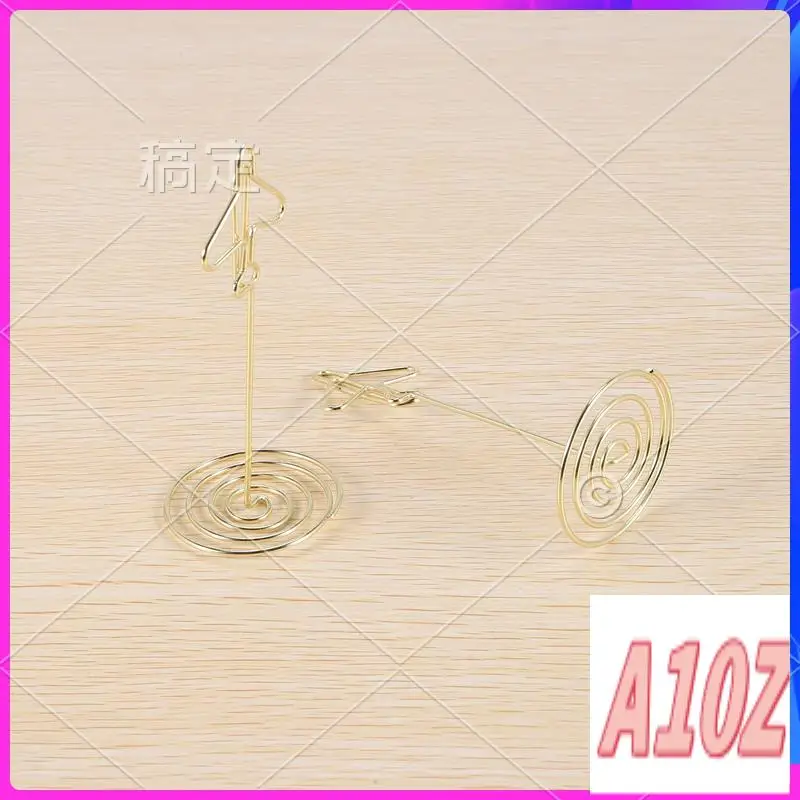 

0Z-10Pcs Memo Clip Holder, Table Number Name Card Holder Desktop Metal Business Card Photo Gold Plane Frame With Base